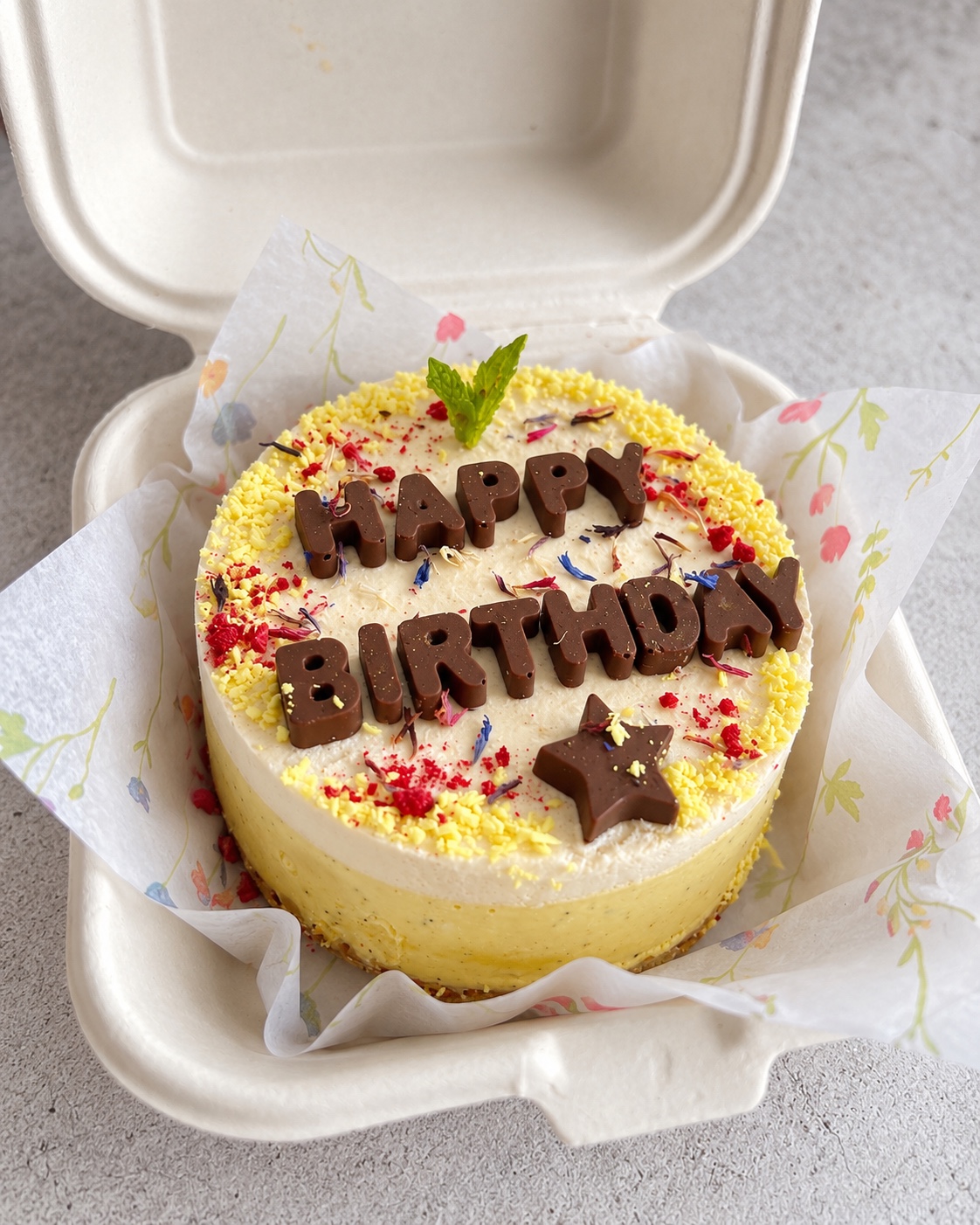 Mango Passion Fruit bento birthday cake