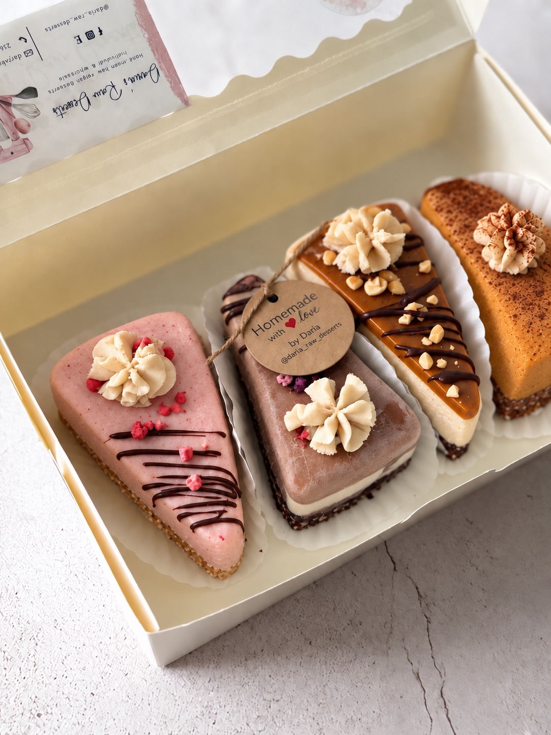 Thanksgiving Cheesecake Box with Strawberry, Snickers, Three Chocolates and Pumpkin Spice slices