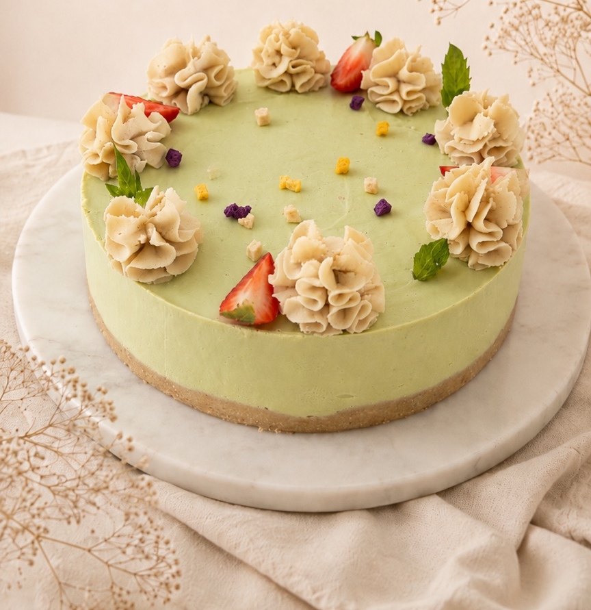 Lime Basil Strawberry raw cake