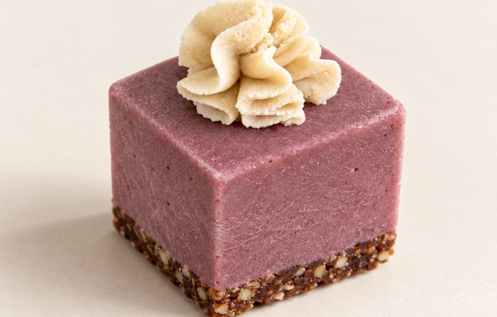 Cherry raw vegan mini cheesecake cube
