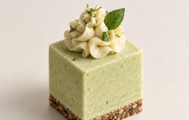 Lime Basil raw vegan mini cheesecake cube